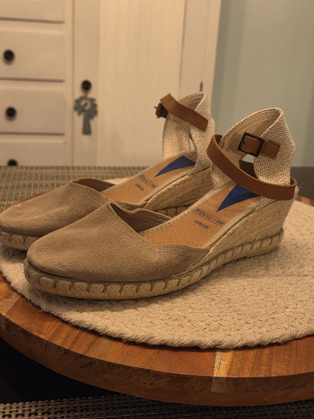 Women's Tan Espadrille Wedge Ankle-Strap Sandal 37